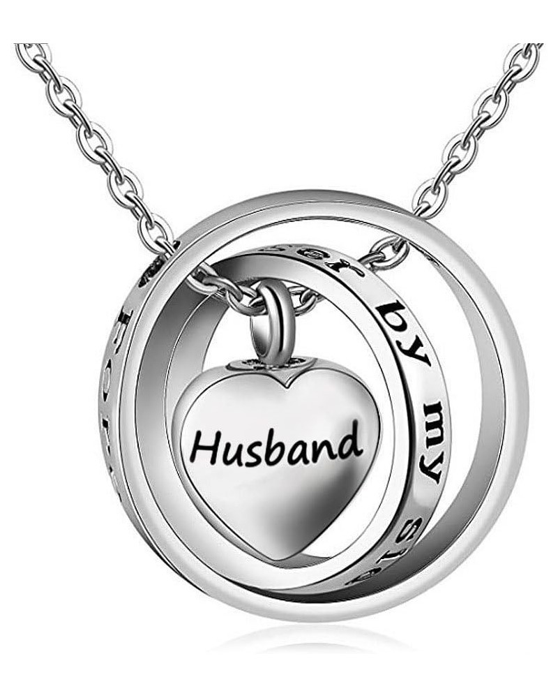 Urn Necklace For Ashes No Longer On My Side Double Rings Pendant Necklace Infinity Love Cremation Jewelry For Women Men Famil...