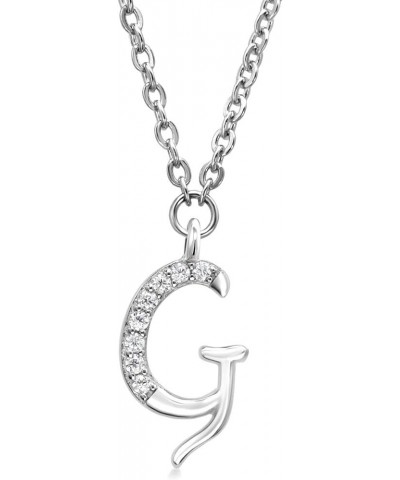 925 Sterling Silver Dangling Initial Letter Charm Pendant Necklace For Women Set with White Moissanite and 18 Inch Chain with...