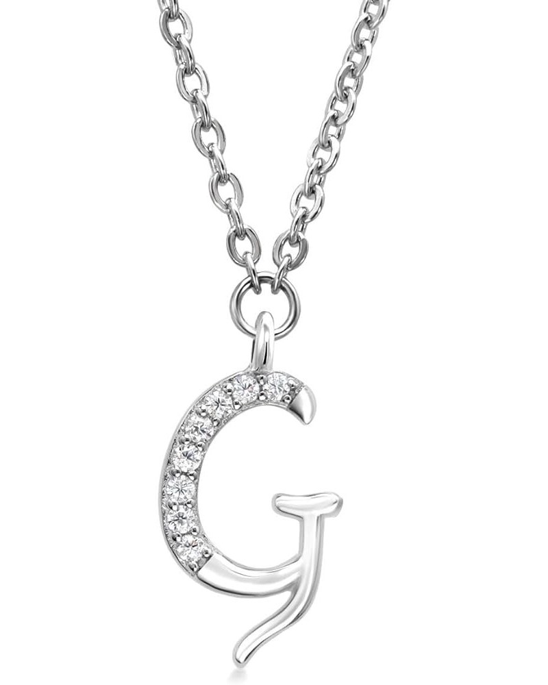 925 Sterling Silver Dangling Initial Letter Charm Pendant Necklace For Women Set with White Moissanite and 18 Inch Chain with...