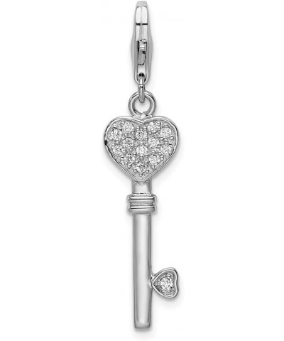 Sterling Silver Heart Top CZ Key with Lobster Clasp Charm $15.00 Bracelets