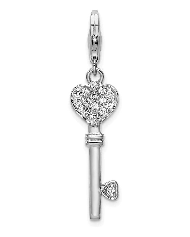 Sterling Silver Heart Top CZ Key with Lobster Clasp Charm $15.00 Bracelets