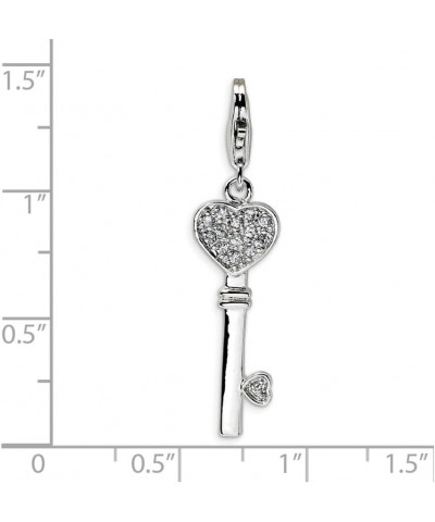 Sterling Silver Heart Top CZ Key with Lobster Clasp Charm $15.00 Bracelets