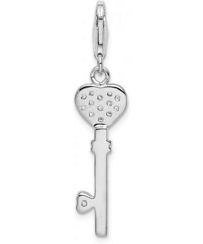 Sterling Silver Heart Top CZ Key with Lobster Clasp Charm $15.00 Bracelets