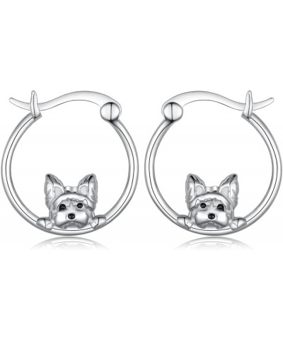 Dog Earrings Sterling Silver Yorkie/Schnauzer/Chihuahua Hoop Earrings Animal Dog Jewelry for Women Girls Yorkie $20.29 Earrings