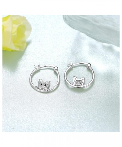 Dog Earrings Sterling Silver Yorkie/Schnauzer/Chihuahua Hoop Earrings Animal Dog Jewelry for Women Girls Yorkie $20.29 Earrings