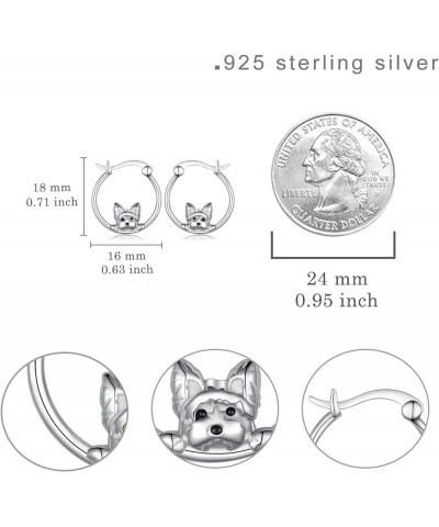 Dog Earrings Sterling Silver Yorkie/Schnauzer/Chihuahua Hoop Earrings Animal Dog Jewelry for Women Girls Yorkie $20.29 Earrings