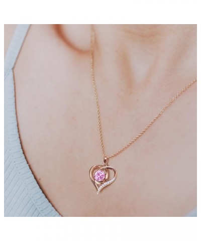 Necklaces for Women, 18K Rose Gold Over 925 Sterling Silver Heart Necklace for Women, Dainty Necklace for Women Pendant Neckl...