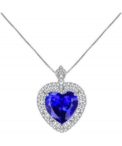 Titanic Heart of The Ocean Neckalce, Royal Blue Crystal Created Sapphire Pendant with Silver Plated Necklace Jewelry Blue 02 ...