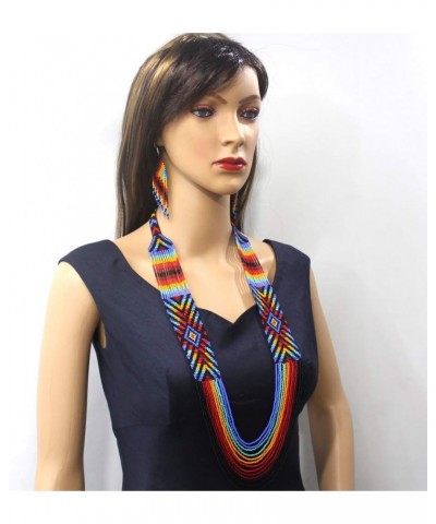 Lavivia Handmade Beaded Necklace & Earrings Set. Multi Coloured Layers Beaded Necklace with Earrings. Fashion Jewellery For W...