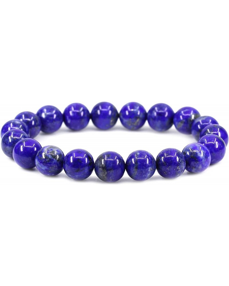 Gem Semi Precious Gemstones 10mm Round Beads Stone Crystal Stretch Bracelets Unisex Dyed Blue Lapis Crystal $16.79 Bracelets