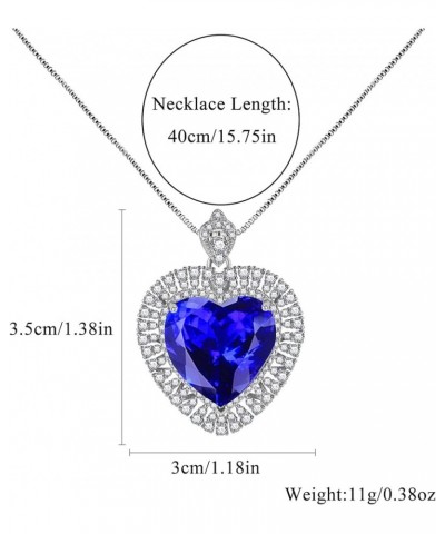 Titanic Heart of The Ocean Neckalce, Royal Blue Crystal Created Sapphire Pendant with Silver Plated Necklace Jewelry Blue 02 ...