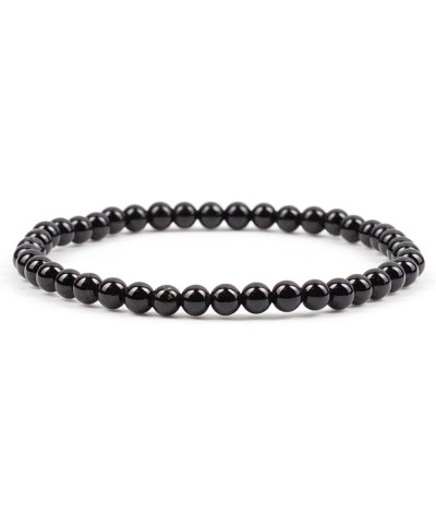 Small, Medium, Large Sizes - Gemstone Beaded Bracelets For Women, Men, and Teens - 4mm Round Beads Black Agate $10.34 Bracelets