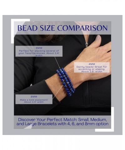 Small, Medium, Large Sizes - Gemstone Beaded Bracelets For Women, Men, and Teens - 4mm Round Beads Black Agate $10.34 Bracelets