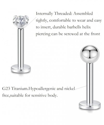 Titanium Crystal Labret Studs16G Labret Jewelry Labret Internally Threaded Earring Helix StudsTragus Cartilage Conch Ear Pier...