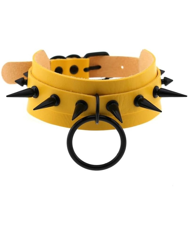 Women Rivet Punk Choker Necklace Handmade Adjustable Hip Hop Costume Cosplay Nightclub Spike Neck Collar Choker Yellow $9.85 ...