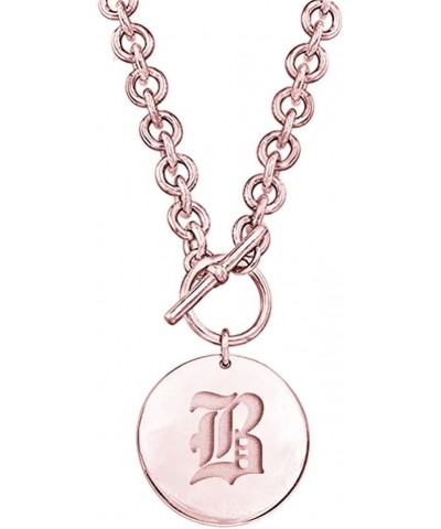 Personalized 925 Sterling Silver Disc Letter Necklace Toggle Clasp Custom Old English Initial Rose Gold $30.79 Necklaces