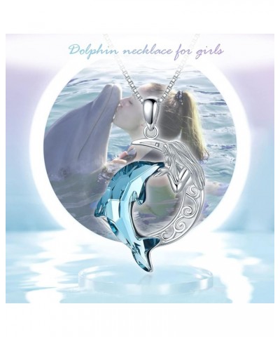 Dolphin Gifts for Women Sterling Silver Dolphin Crystal Pendant Necklace Jewelry Gifts for Women Girls Mom on the Birthday Be...