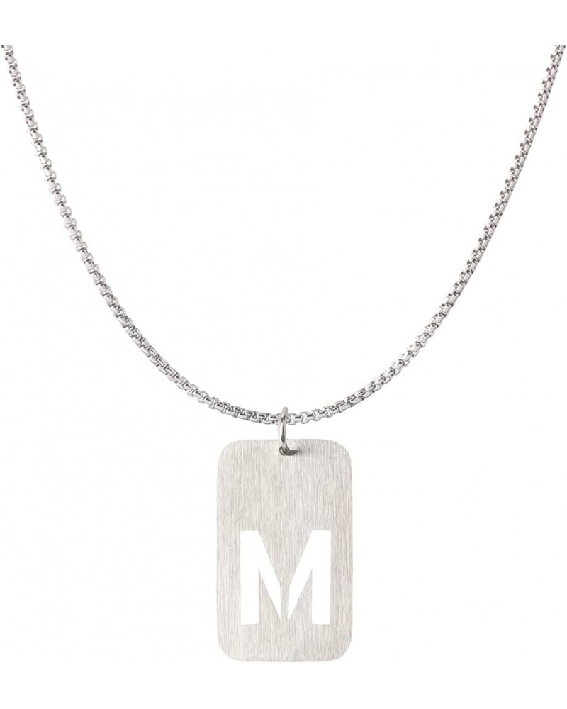 Initial A-Z Letter Pendant Necklace for Men Boys Womens, Stainless Steel Square Letter Pendant Chain Necklace M $9.00 Necklaces