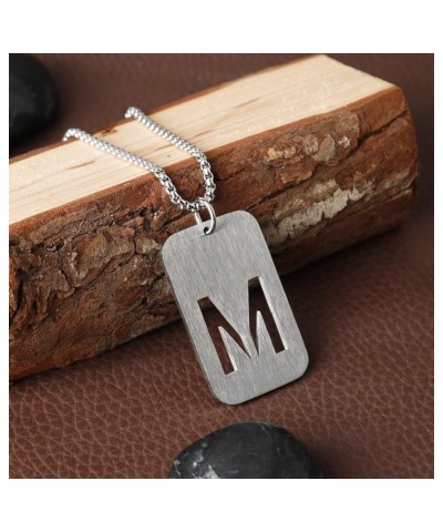 Initial A-Z Letter Pendant Necklace for Men Boys Womens, Stainless Steel Square Letter Pendant Chain Necklace M $9.00 Necklaces