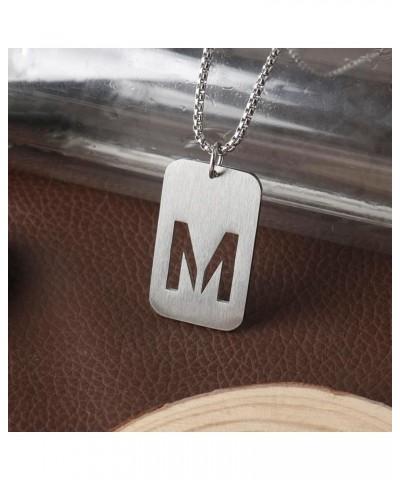 Initial A-Z Letter Pendant Necklace for Men Boys Womens, Stainless Steel Square Letter Pendant Chain Necklace M $9.00 Necklaces