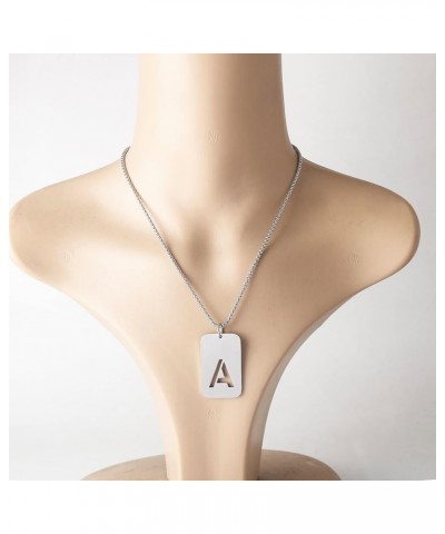 Initial A-Z Letter Pendant Necklace for Men Boys Womens, Stainless Steel Square Letter Pendant Chain Necklace M $9.00 Necklaces