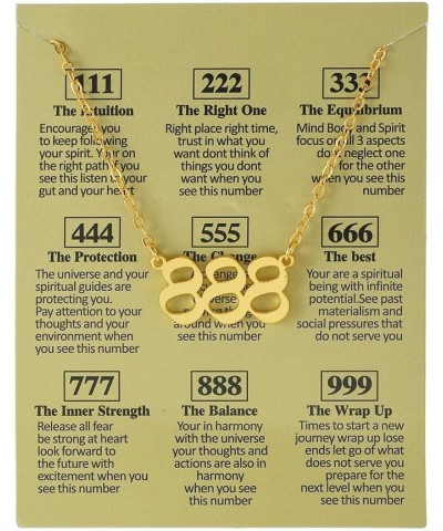 Gold Plated Angel Number Necklace with Meaningful Card 111 222 333 444 555 666 777 888 999 Pendant Choker Numerology Jewelry ...