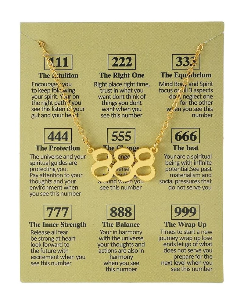 Gold Plated Angel Number Necklace with Meaningful Card 111 222 333 444 555 666 777 888 999 Pendant Choker Numerology Jewelry ...