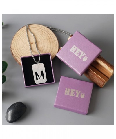 Initial A-Z Letter Pendant Necklace for Men Boys Womens, Stainless Steel Square Letter Pendant Chain Necklace M $9.00 Necklaces