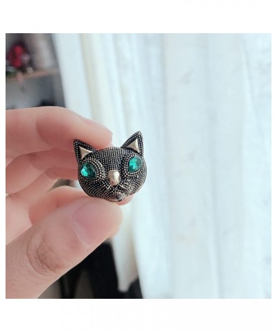 Vintage Small Cat Head Rhinestone Brooch Pin for Women Girl Fashion Cartoon Animal Lapel Pins Dress Accessories Delicacy Birt...