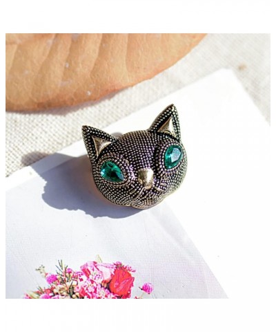 Vintage Small Cat Head Rhinestone Brooch Pin for Women Girl Fashion Cartoon Animal Lapel Pins Dress Accessories Delicacy Birt...