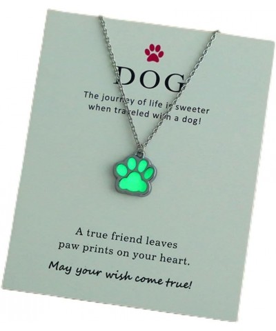 Glow Dog Paw Print Necklace Lovely Animal Choker Necklace Stainless Steel Dainty Paw Print Pendant Necklace Animal Dog Lovers...