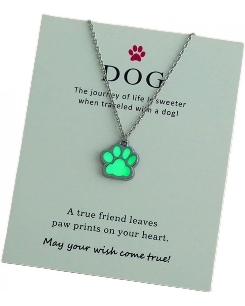 Glow Dog Paw Print Necklace Lovely Animal Choker Necklace Stainless Steel Dainty Paw Print Pendant Necklace Animal Dog Lovers...