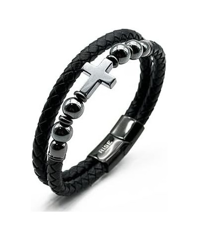 Leather Cross Bracelet,Wristband Jewelry, Stainless Steel Buckle, Gift for Men/Women,Suitable to wear on various festivals,re...