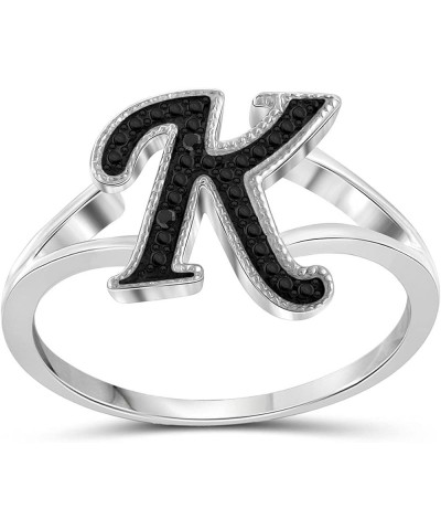 Black Diamond Accent Sterling Silver A TO Z Initial Spell it Out Ring black diamond - k initial $10.80 Rings