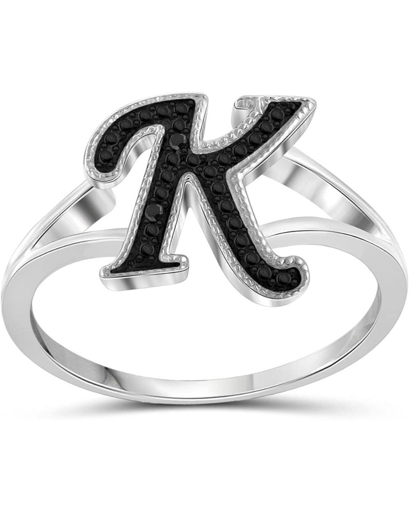 Black Diamond Accent Sterling Silver A TO Z Initial Spell it Out Ring black diamond - k initial $10.80 Rings