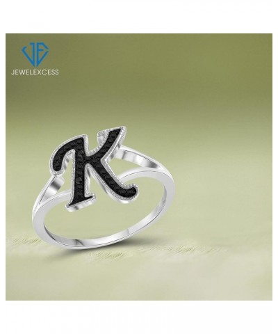 Black Diamond Accent Sterling Silver A TO Z Initial Spell it Out Ring black diamond - k initial $10.80 Rings