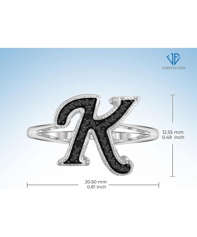 Black Diamond Accent Sterling Silver A TO Z Initial Spell it Out Ring black diamond - k initial $10.80 Rings