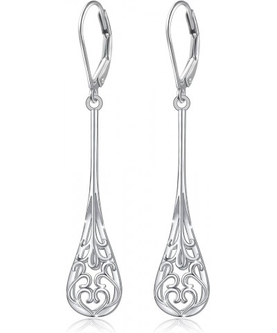 S925 Sterling Silver Vertical Drop Dangle Earrings Gift for Women Teenage Girls 04_Teardrop $16.52 Earrings