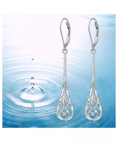 S925 Sterling Silver Vertical Drop Dangle Earrings Gift for Women Teenage Girls 04_Teardrop $16.52 Earrings