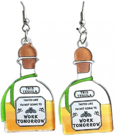 3D Simulation Beer Bottle Earrings Lightweight Acrylic Tequila Wine Vodka Bottle Drop Dangle Earrings for Women Girls Miniatu...