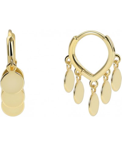 14K Yellow Gold Coin Cluster Drop Earrings, Hypoallergenic Fashion Earrings $10.53 Earrings