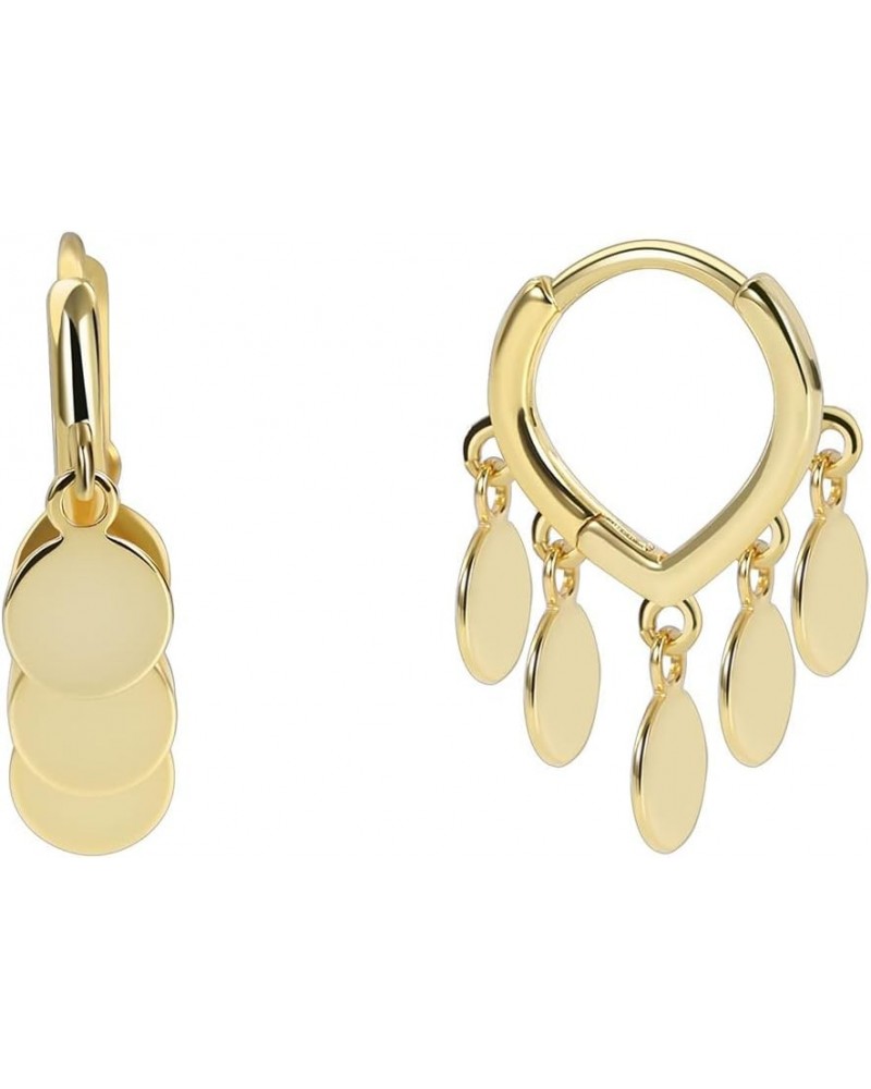 14K Yellow Gold Coin Cluster Drop Earrings, Hypoallergenic Fashion Earrings $10.53 Earrings