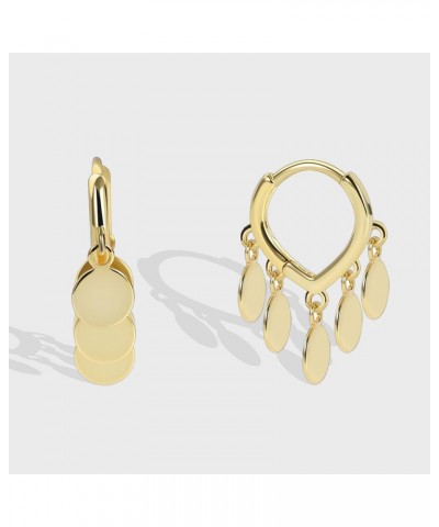 14K Yellow Gold Coin Cluster Drop Earrings, Hypoallergenic Fashion Earrings $10.53 Earrings