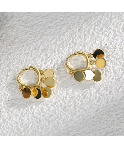 14K Yellow Gold Coin Cluster Drop Earrings, Hypoallergenic Fashion Earrings $10.53 Earrings