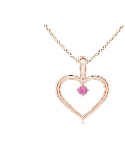 Natural Pink Sapphire Heart Pendant Necklace for Women, Girls in 14K Solid Gold/Platinum | September Birthstone | Jewelry Gif...