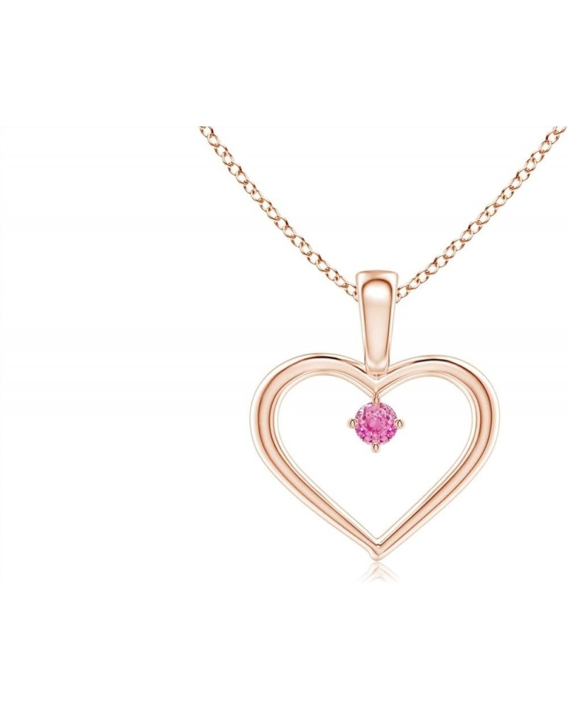 Natural Pink Sapphire Heart Pendant Necklace for Women, Girls in 14K Solid Gold/Platinum | September Birthstone | Jewelry Gif...