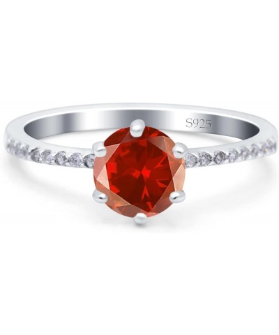 Art Deco Wedding Engagement Bridal Ring Round Simulated Cubic Zirconia 925 Sterling Silver Simulated Garnet CZ $15.65 Rings