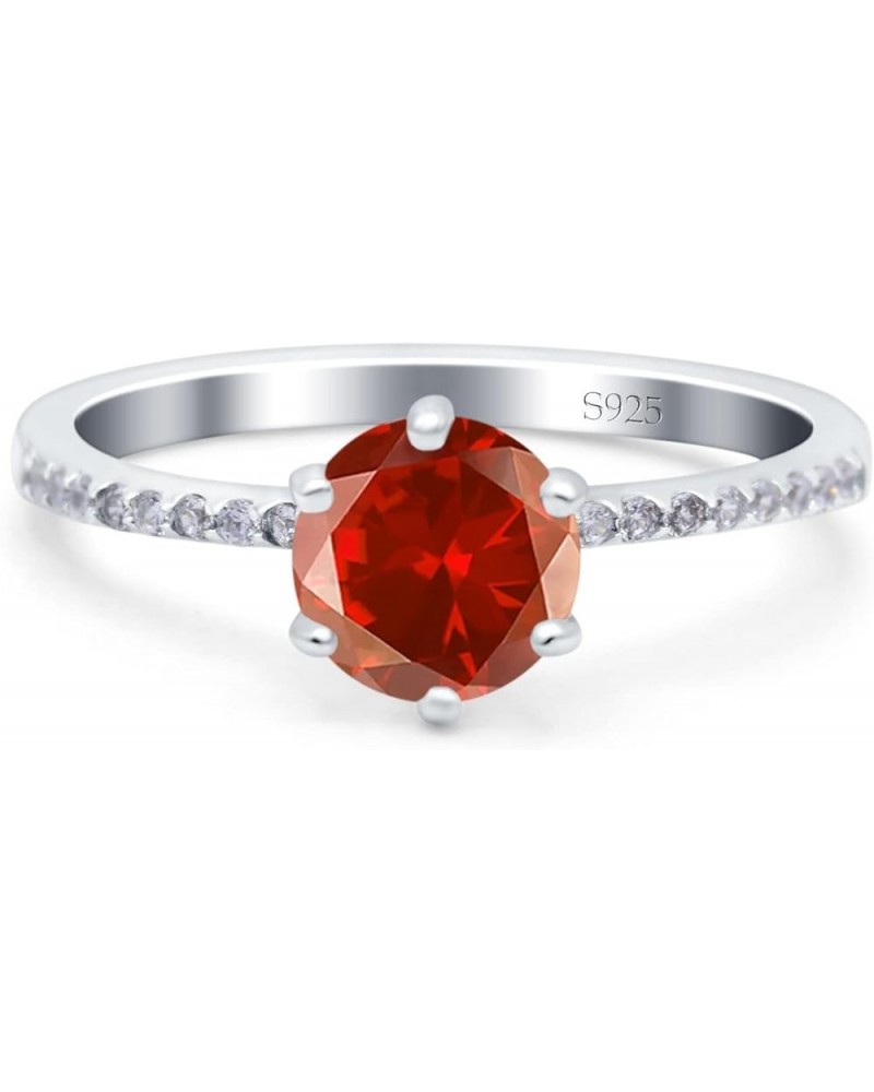 Art Deco Wedding Engagement Bridal Ring Round Simulated Cubic Zirconia 925 Sterling Silver Simulated Garnet CZ $15.65 Rings