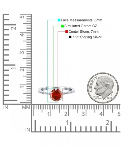 Art Deco Wedding Engagement Bridal Ring Round Simulated Cubic Zirconia 925 Sterling Silver Simulated Garnet CZ $15.65 Rings