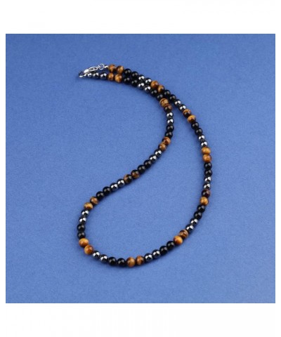 Gemstone Beaded Crystal Necklace for Men 20" 6mm $15.37 Necklaces